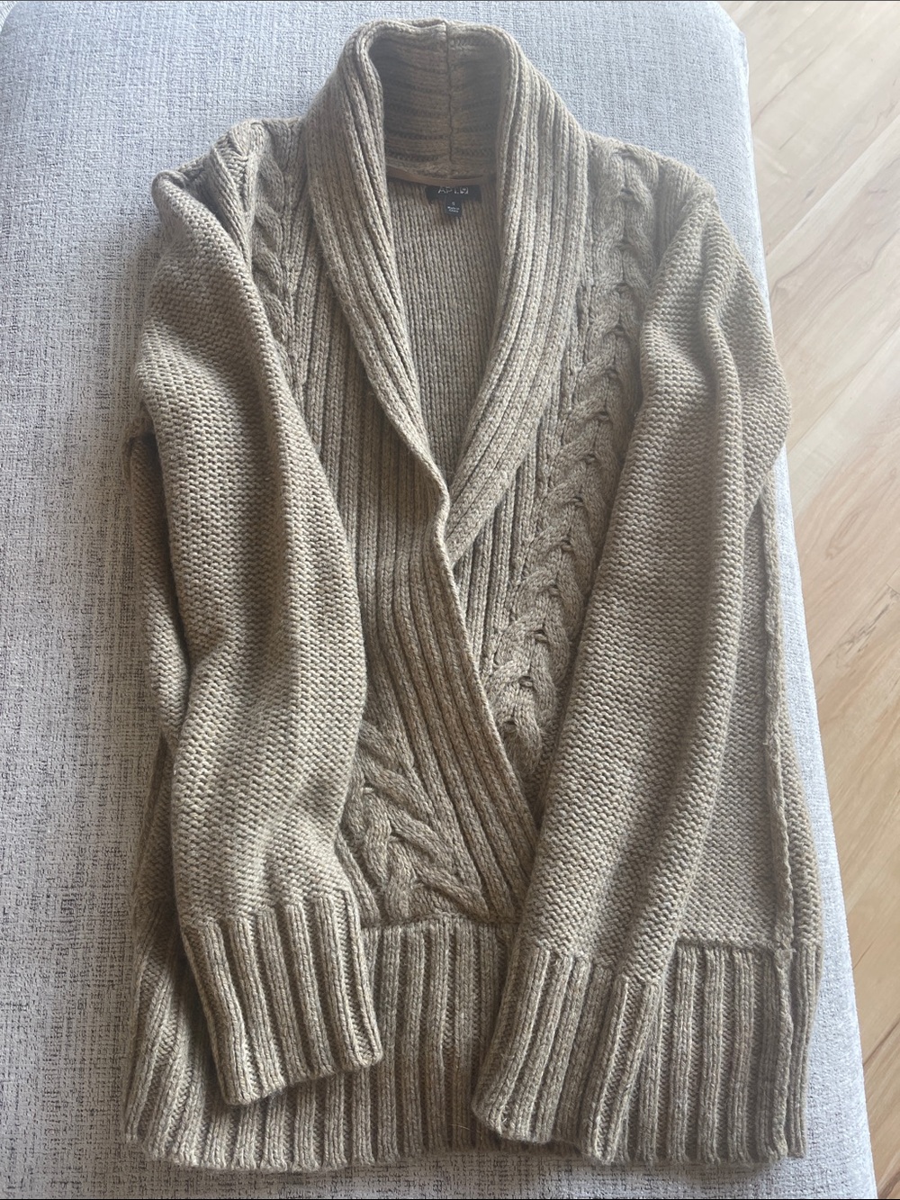 Apt. 9 Cable-Knit Shawl Collar Sweater - Tan